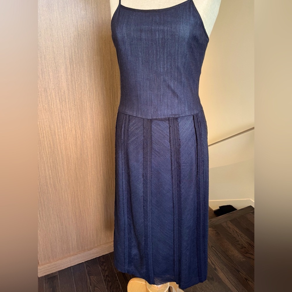 Classic, elegant  - LINEN DRESS with raw edges